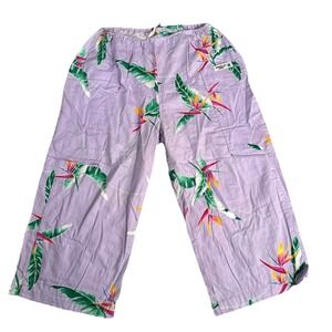 Banana Bay Trousers Pants Size Medium Palm Floral Pattern Resortwear Cropped USA